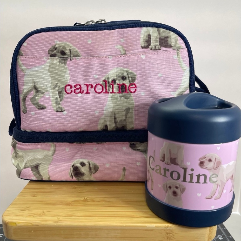 Pottery Barn Kids Puppy Mackenzie Lunch Box And Food Storage CAROLINE Monogram